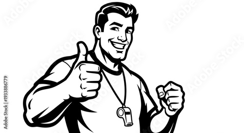 Man Giving Thumbs Up Approval Gesture.