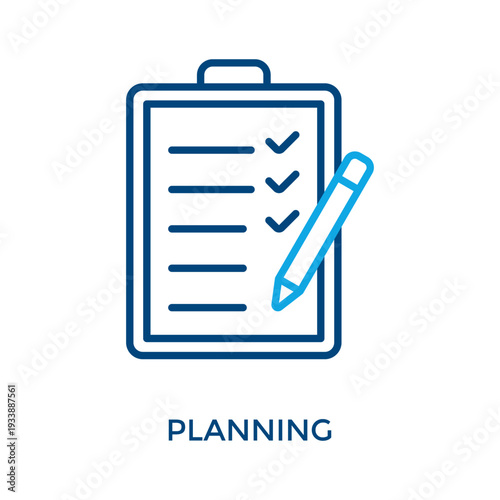 Planning Icon Outline Color Style. Vector Illustration For Graphic Design