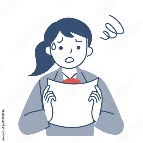 困った表情の女子学生の上半身