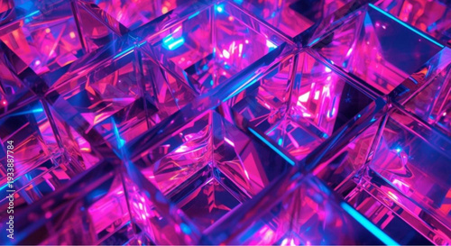 Vibrant pink and blue crystal pattern with sharp neon lights