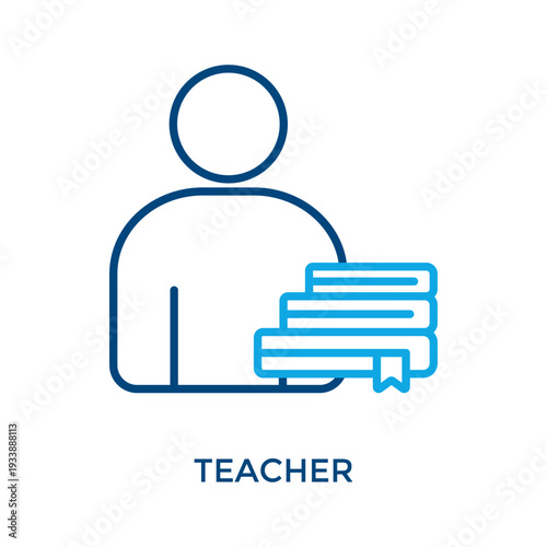 Teacher Icon Outline Color Style. Vector Illustration For Graphic Design