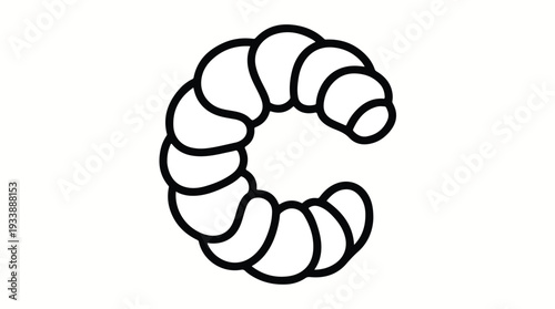 Simple Line Art Croissant Shape.