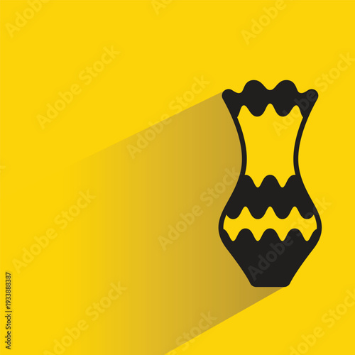 ceramic vase with drop shadow in yellow background