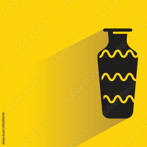 ceramic vase with drop shadow in yellow background