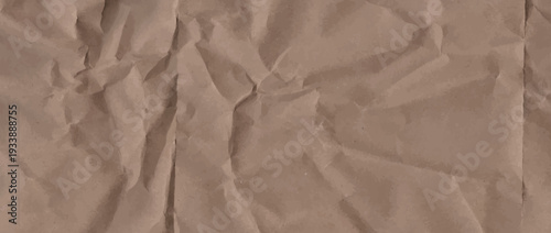 Vintage brown paper background vector. Old newspaper texture with parchment, kraft cardboard, wrinkled crumpled effect for craft beige designs. Notebook sheet mockup with folded teture, abstract bg