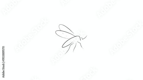 Minimalist line drawing of a bee in flight.