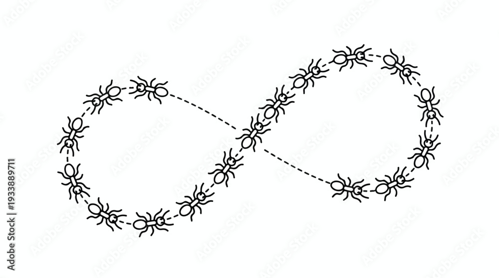 Obraz premium Ants forming an infinity symbol symbolizing endlessness and teamwork.