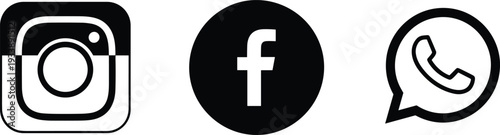 Popular Social Media App Icons Instagram Facebook Whats App on White Background Keywords: social media, app, icon, instagram