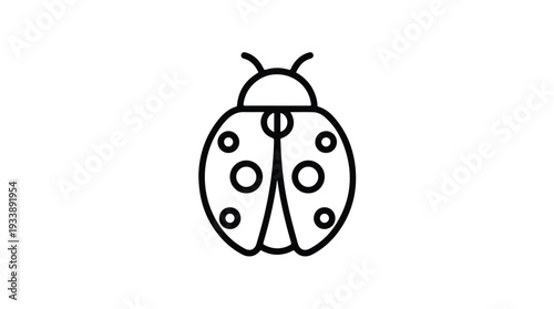 Simple Line Art Icon of a Ladybug Insect.