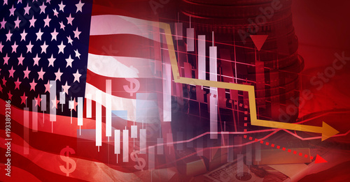 US investment , falling stock market graph , economy crisis