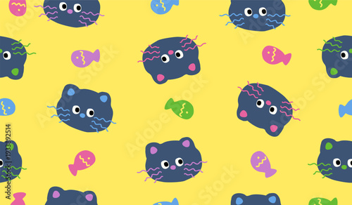 Cute cats pattern background vector design