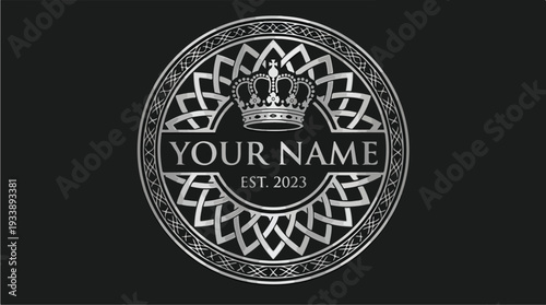 Elegant Crown Emblem with Name and Year.