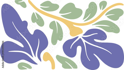 Vibrant abstract leaf and branch composition