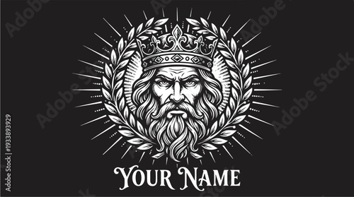 Majestic Kings Portrait with Laurel Wreath and Radiant Crown.