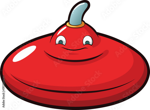 Inflated Red Whoopee Cushion Vector Icon for Fart Sound Pranks