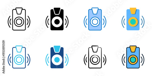 Audio icons set multiple style collection. Editable stroke 
