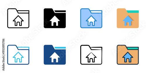 Root folder icons set multiple style collection. Editable stroke 
