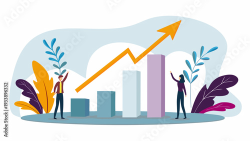 Business growth concept with people celebrating success