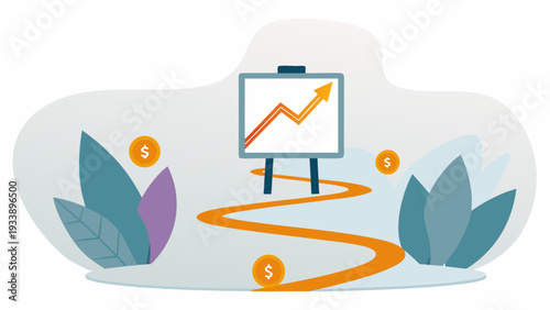 Business growth chart on easel with increasing profits