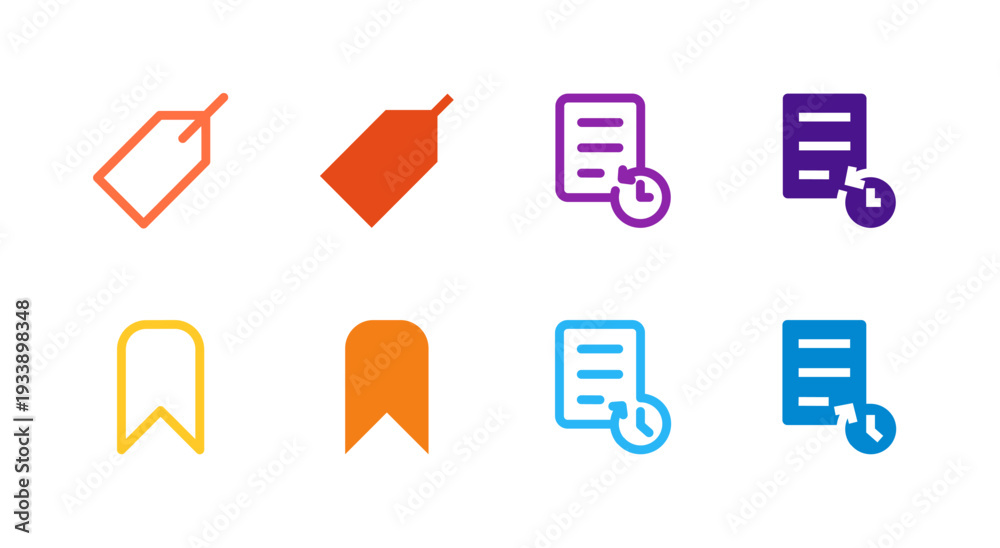 Fototapeta premium Flat Colored Scan Bookmark History Recent Icon Set for Utility Interface