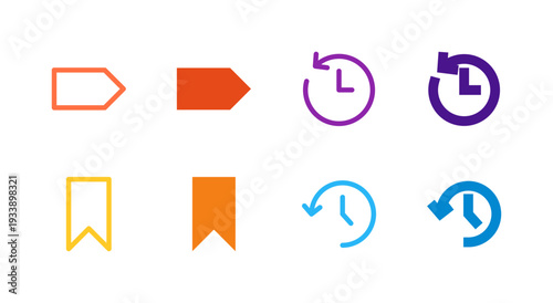 Flat Colored Scan Bookmark History Recent Icon Set for Utility Interface