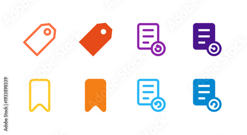 Flat Colored Scan Bookmark History Recent Icon Set for Utility Interface