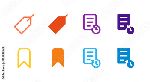 Flat Colored Scan Bookmark History Recent Icon Set for Utility Interface
