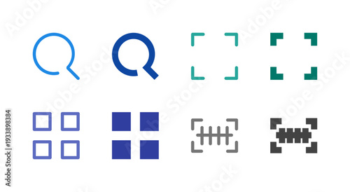 Flat Colored Search Scan Code Icon Set for Utility Interface