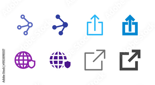 Flat Colored Network Share VPN Link Icon Set for Connectivity Interface