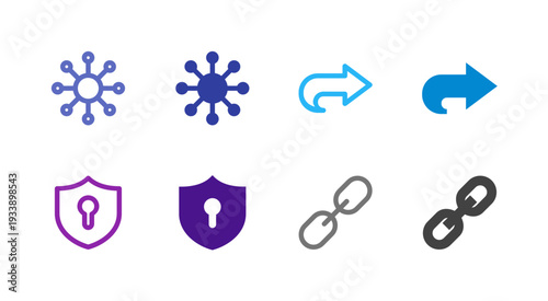 Flat Colored Network Share VPN Link Icon Set for Connectivity Interface