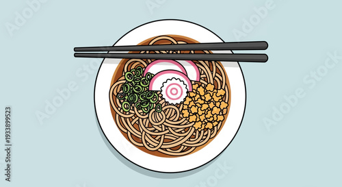 Japanese Soba Noodles in Broth with Toppings