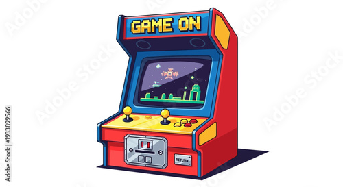 Retro Arcade Machine "Game On" Pixel Art