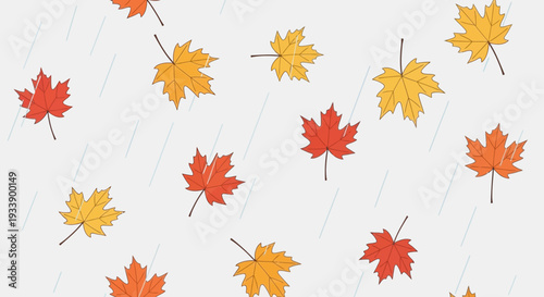 Autumn Leaves Falling Rain Weather Season Nature