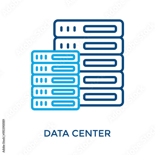 Data Center Icon Outline Color Style. Vector Illustration For Graphic Design