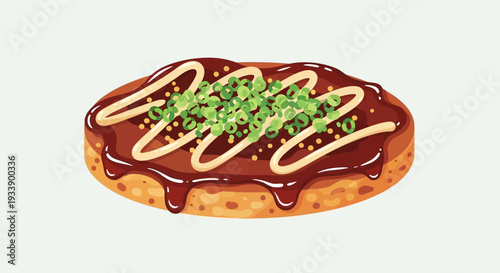 Okonomiyaki Japanese Savory Pancake with Toppings