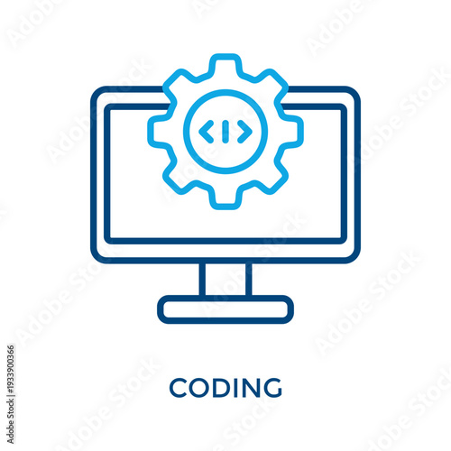 Coding Icon Outline Color Style. Vector Illustration For Graphic Design