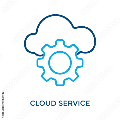 Cloud Service Icon Outline Color Style. Vector Illustration For Graphic Design
