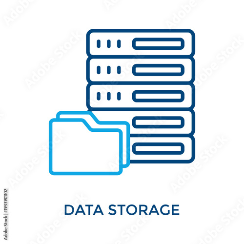 Data Storage Icon Outline Color Style. Vector Illustration For Graphic Design