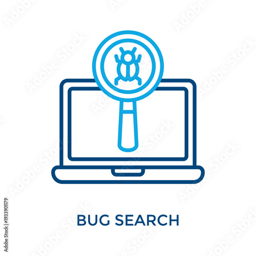 Bug Search Icon Outline Color Style. Vector Illustration For Graphic Design