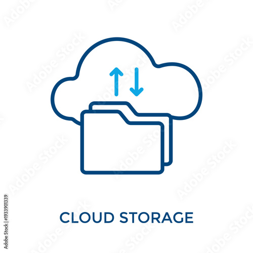 Cloud Storage Icon Outline Color Style. Vector Illustration For Graphic Design