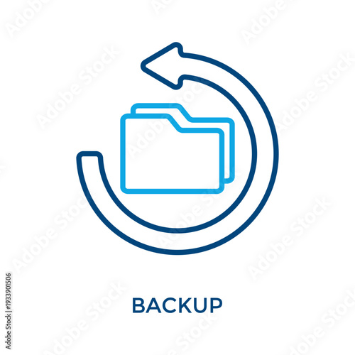 Backup Icon Outline Color Style. Vector Illustration For Graphic Design