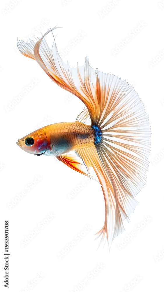Fototapeta premium Delicate Tiny Guppy with Smooth Spreading Tail