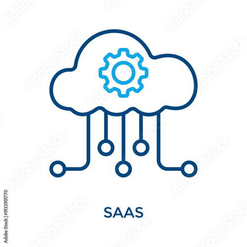 Saas Icon Outline Color Style. Vector Illustration For Graphic Design
