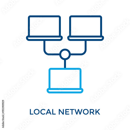 Local Network Icon Outline Color Style. Vector Illustration For Graphic Design