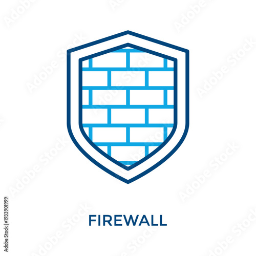 Firewall Icon Outline Color Style. Vector Illustration For Graphic Design