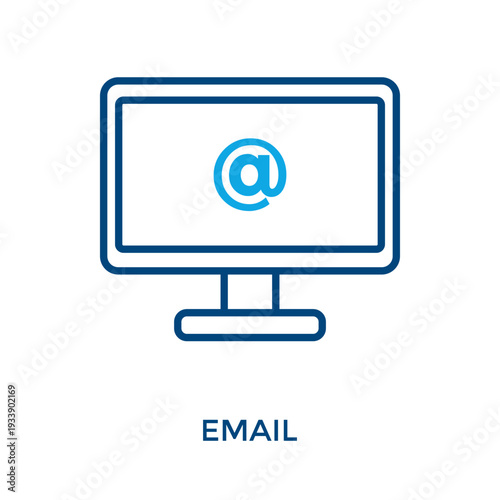 Email Icon Outline Color Style. Vector Illustration For Graphic Design