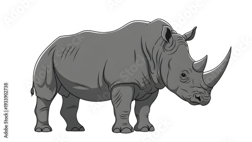 Majestic gray rhinoceros standing proudly in a powerful stance