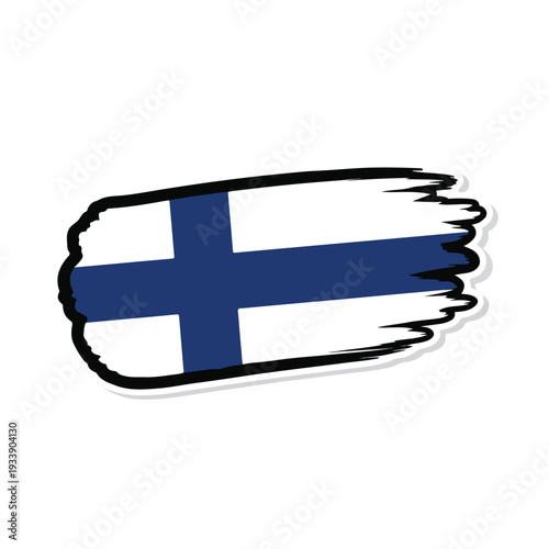 A torn Finnish flag illustration on a white background viewed from the front symbolizing national pride and cultural identity
