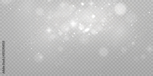 White light particles creating a glowing, sparkling bokeh overlay effect for design