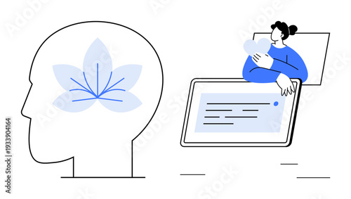 Mindfulness concept. Mindfulness highlighting mental balance and digital well-being. Mindfulness integrating mental health awareness with technology. For wellness apps, personal growth, lifestyle